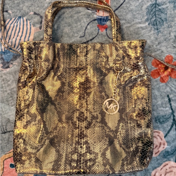 Michael Kors Metallic Gold Snake Print Tote - Picture 6 of 6